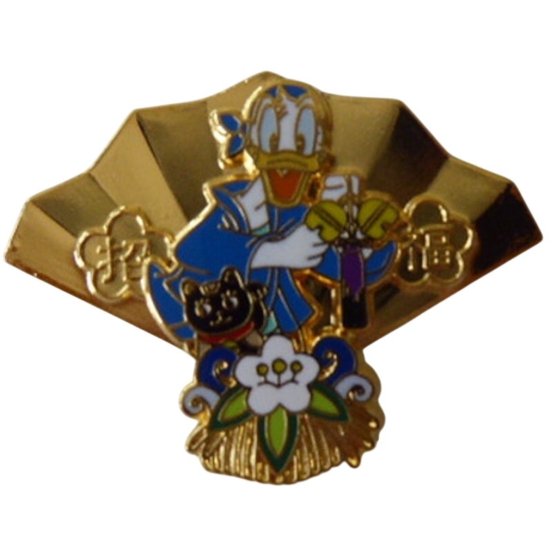 Japan Donald Duck Omikuji 2003 - Lucky Cat Gold Fan JDS
