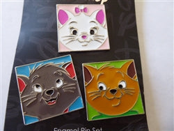 Disney Trading Pins 158420 Neon Tuesday - Marie, Berlioz, Toulouse - Aristocats - Kitty Portraits Square - Set