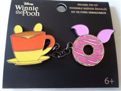 Disney Trading Pin 161587 Loungefly - Pooh and Piglet - Coffee Cup and Donut - Winnie the Pooh - Chained