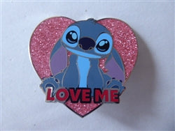 Disney Trading Pin 163117 DLP - Stitch - Valentine - Love Me - Valentine's Day - Pink Glitter Heart - Lilo and Stitch