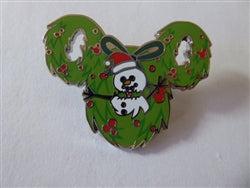 Disney Trading Pin 164899 Christmas Wreath with Snowman - Mickey Icon