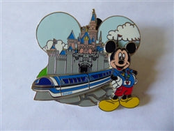 Disney Trading Pin 88231 DLR - Mickey Mouse and Monorail with Sleeping Beauty Castle