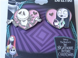 Disney Trading Pin Nightmare Before Christmas Jack & Sally Heart Enamel Pin Set