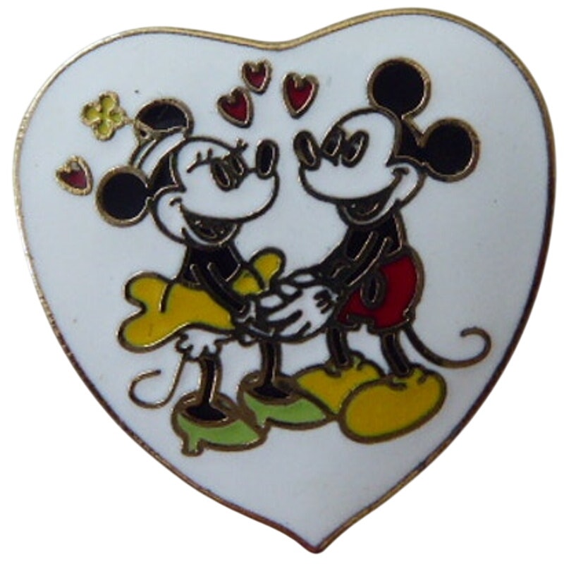 Mickey and Minnie - White Heart - Original