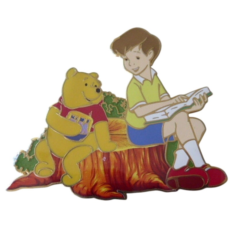 Artland Pooh and Christopher Robin Sitting on a Stump