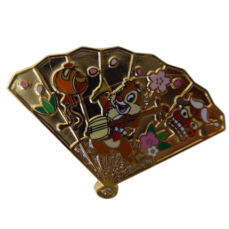 Japan Dale Omikuji 2005 Gold Fan with Sakura Blossoms