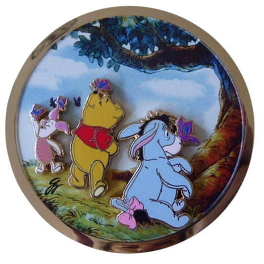 Artland Pooh, Eeyore Piglet Befriending Butterflies