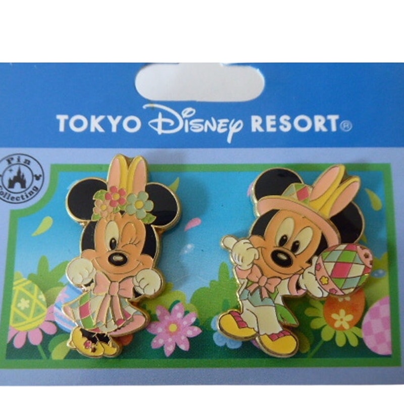 Disney Trading Pin 115878 Japan Mickey and Minnie Mouse Easter Bunny Set - TDR
