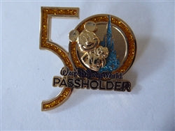 Disney Trading Pin 145352    WDW - Golden Mickey - Cinderella Castle - 50th Anniversary - Annual Passholder