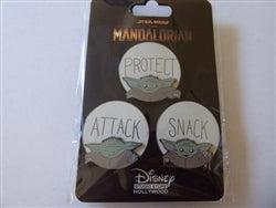 Disney Trading Pins 148778 DSSH - Attack, Protect, Snack Set - Mandalorian - Child - Grogu