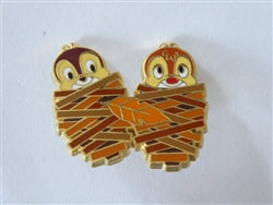 Disney Trading Pin 15071    Japan - Chip and Dale - Snug in Wooden Basket - Autumn - Fall - JDS