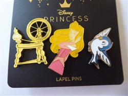 Disney Trading Pin 160404    BioWorld - Aurora, Spinning Wheel, Bluebird - Sleeping Beauty Set