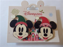 Disney Trading Pin 169956     DLP - Mickey and Minnie Heads Set - Wearing Elf Hats - Christmas 2024