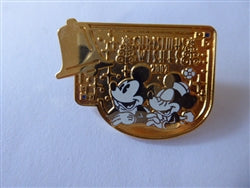 Disney Trading Pin 17352     TDR - Mickey & Minnie Mouse - Gold - Empire Grill Lunch - 3rd Anniversary - Ambassador Hotel - Christmas 2002