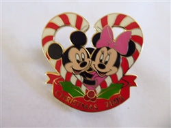 Disney Trading Pin 42418 Disney Mall - Mickey & Minnie in Christmas Candy Cane Heart