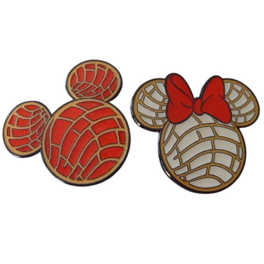 Mickey Mouse & Minnie Mouse Pan Dulce Enamel Pin Set